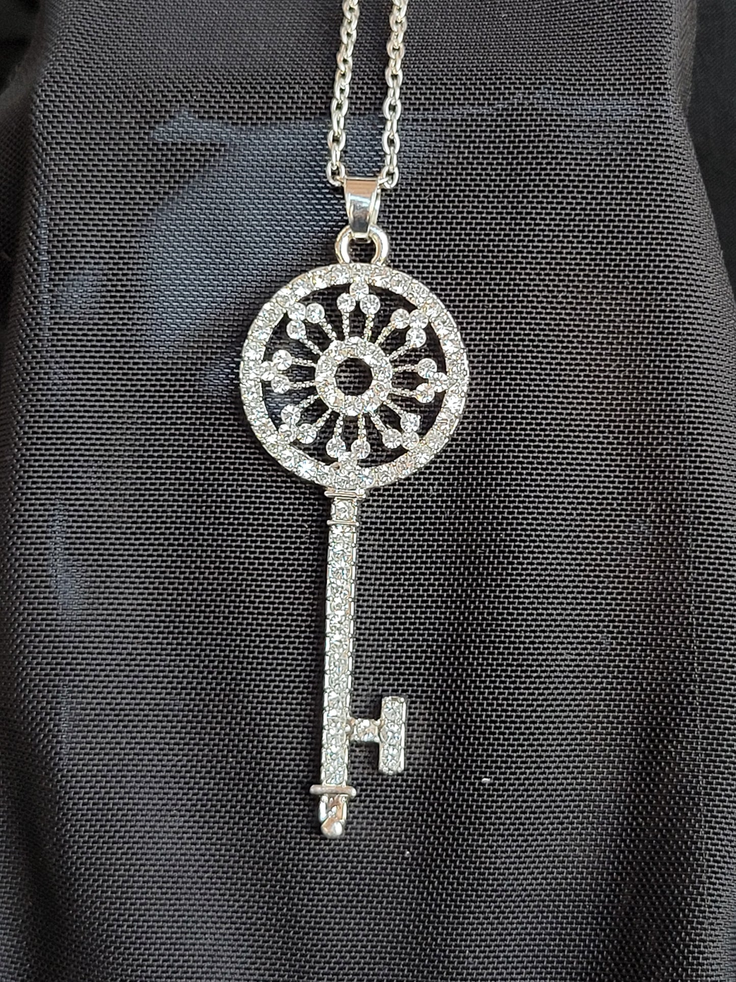 Key Gemstone Long Necklace