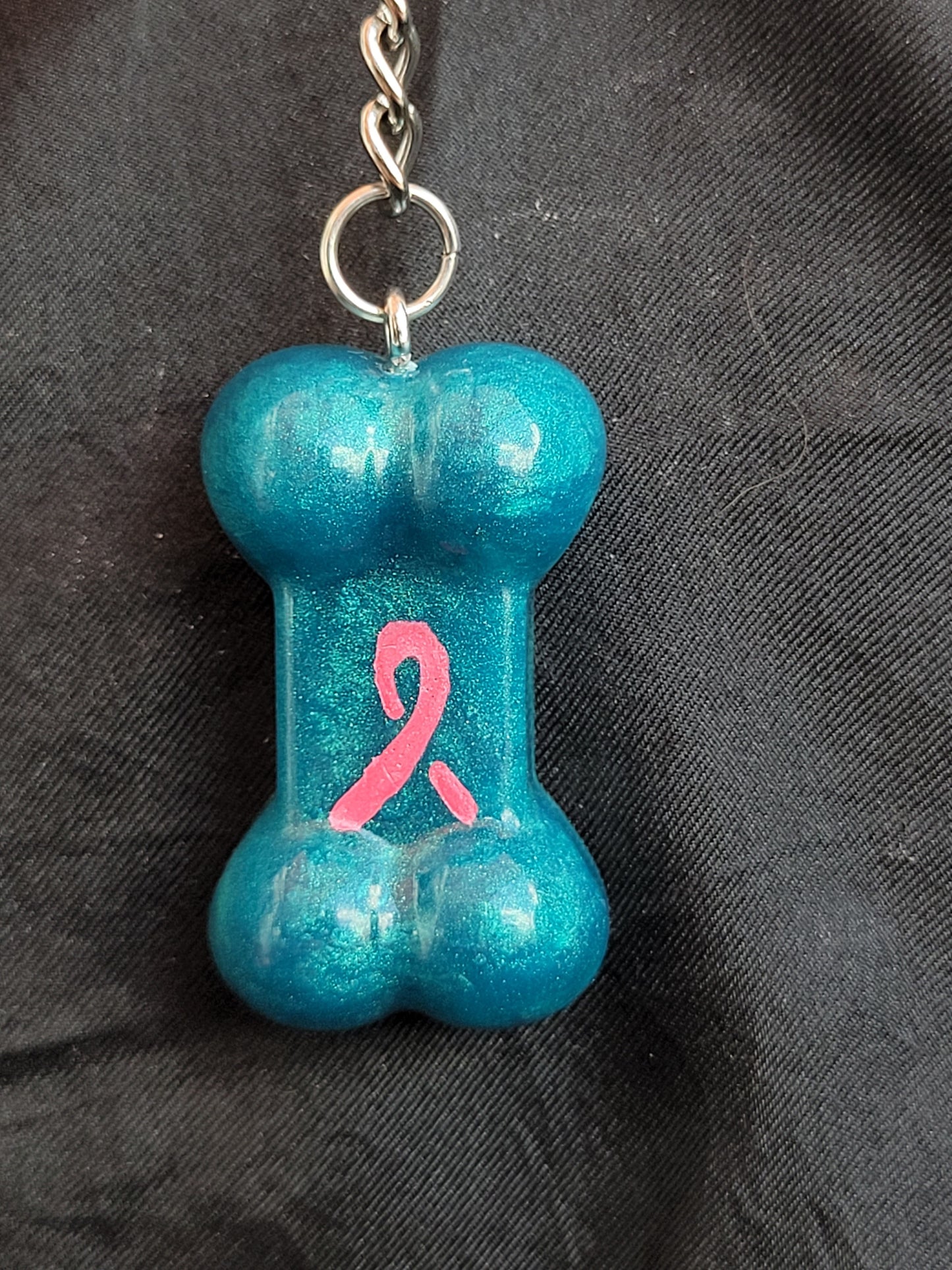 Breast Cancer Dog Bone Keychain