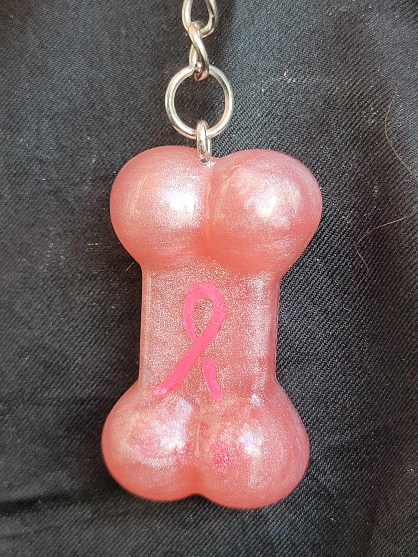 Breast Cancer Dog Bone Keychain