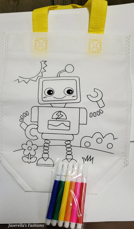 Color It Yourself Tote Bag - Robot