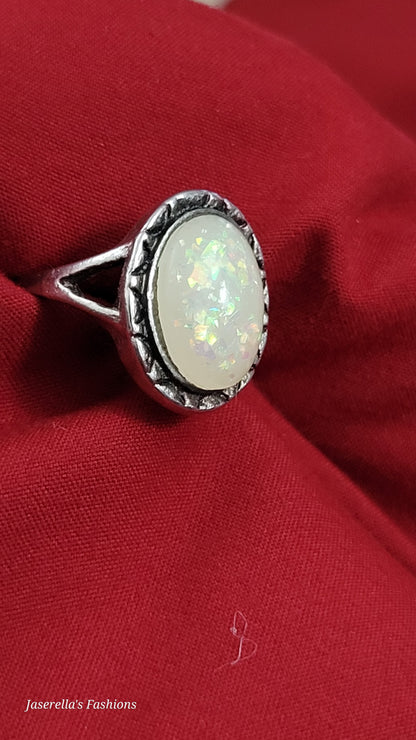 .925 Simulated Opal Ring - 6.25