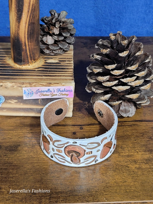Leather Mushroom Bracelet