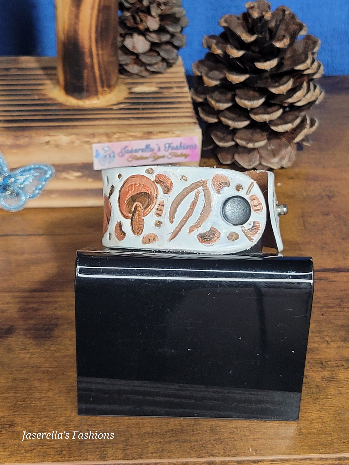 Leather Mushroom Bracelet