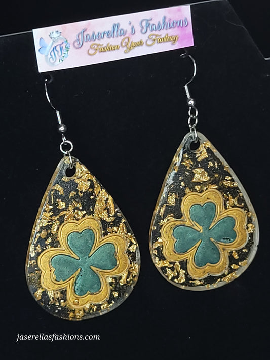 4 Leaf Clover Teardrop Earrings