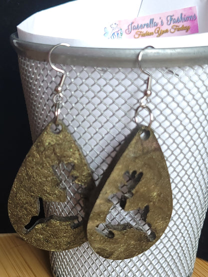 Hollow Teardrop Deer / Reindeer Earrings