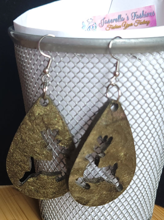 Hollow Teardrop Deer / Reindeer Earrings