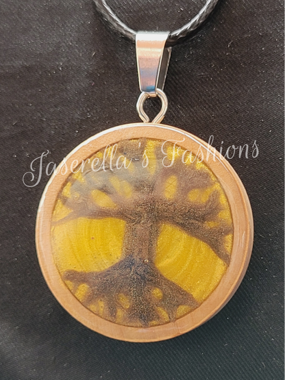 Wood Bezel Necklaces