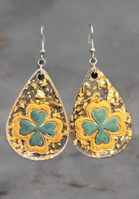 4 Leaf Clover Teardrop Earrings